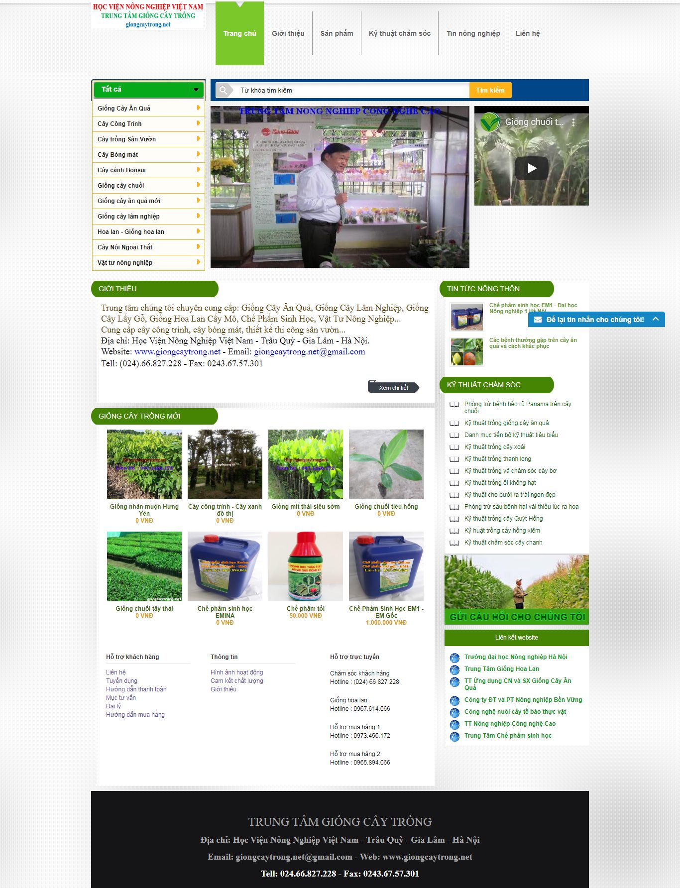 Thiết kế website giống cây trồng với nhiều loại cây, rau củ mới năng suất cao