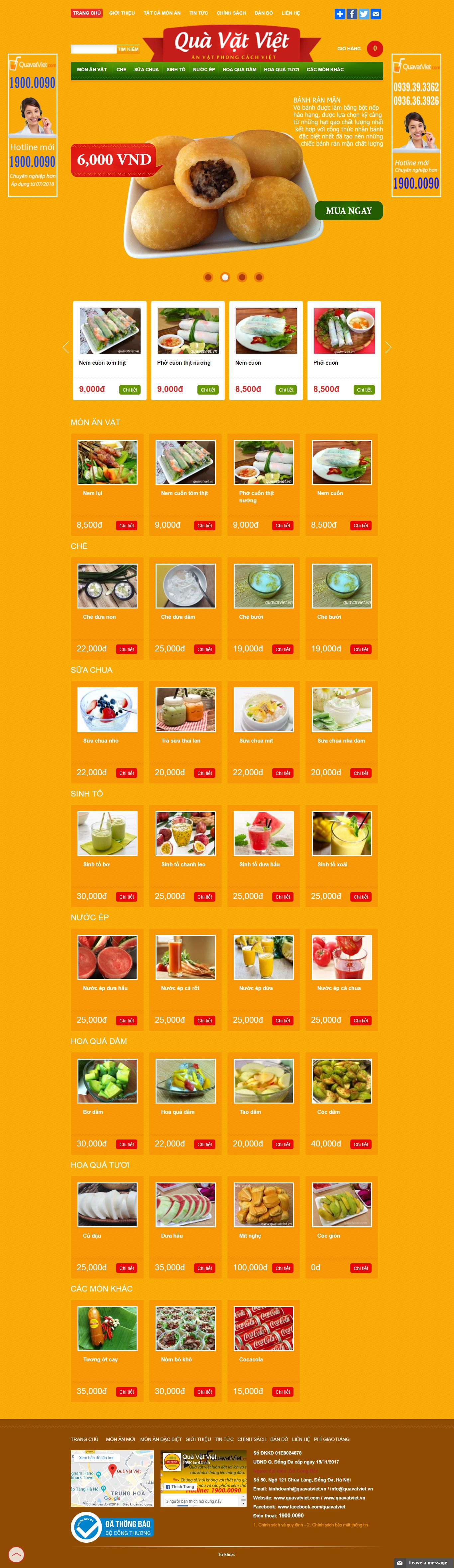 Thiết kế website đồ ăn vặt với rất nhiều món ăn hấp dẫn