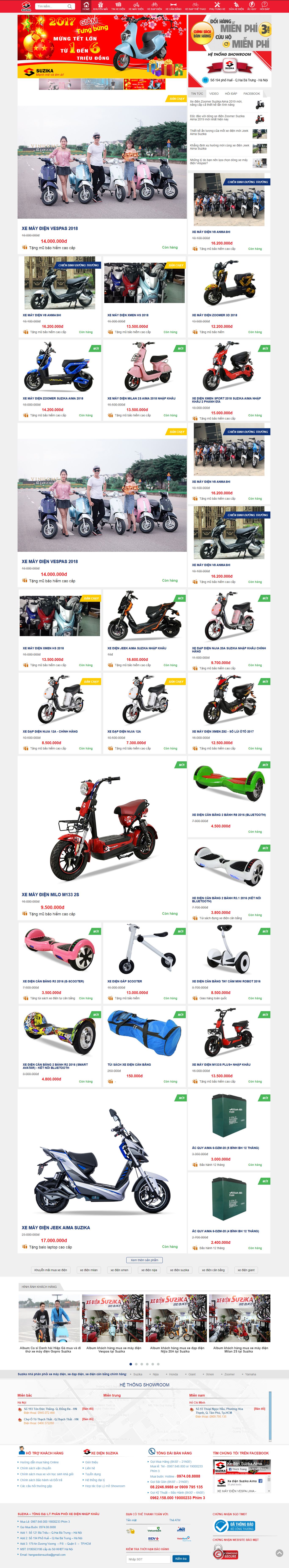 Thiết kế website xe đạp điện, xe máy điện Suzika với nhiều kiểu dáng, mẫu mã bắt mắt