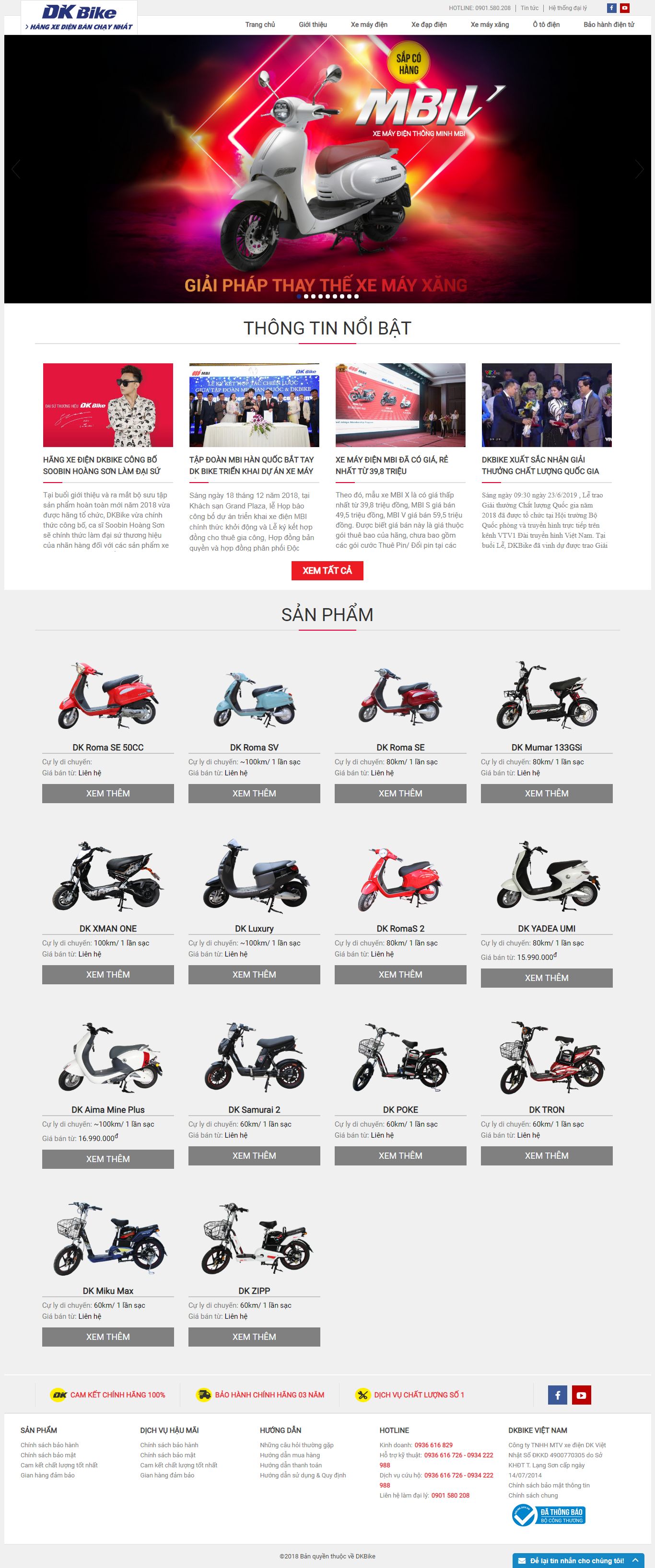 Thiết kế website xe đạp điện, xe máy điện DKBIKE