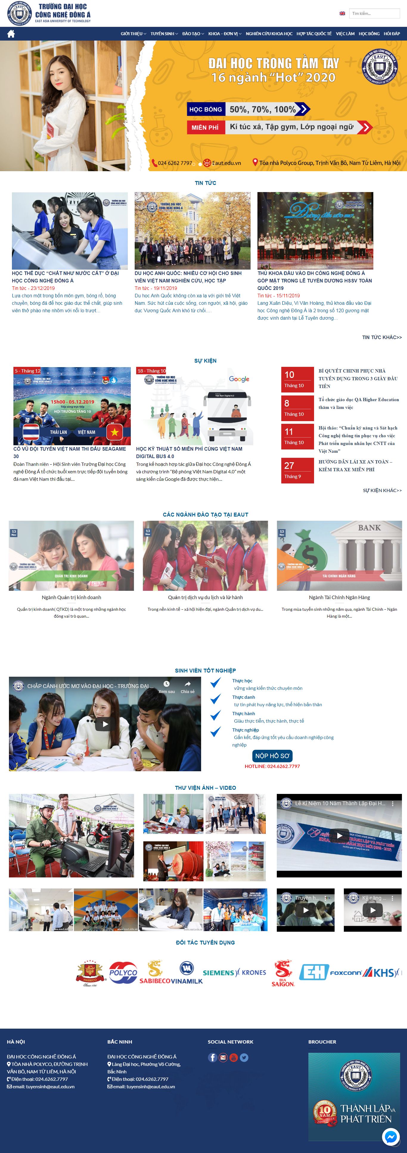 Thiết kế website tuyển sinh của trường Đại Học Công Nghệ Đông Á