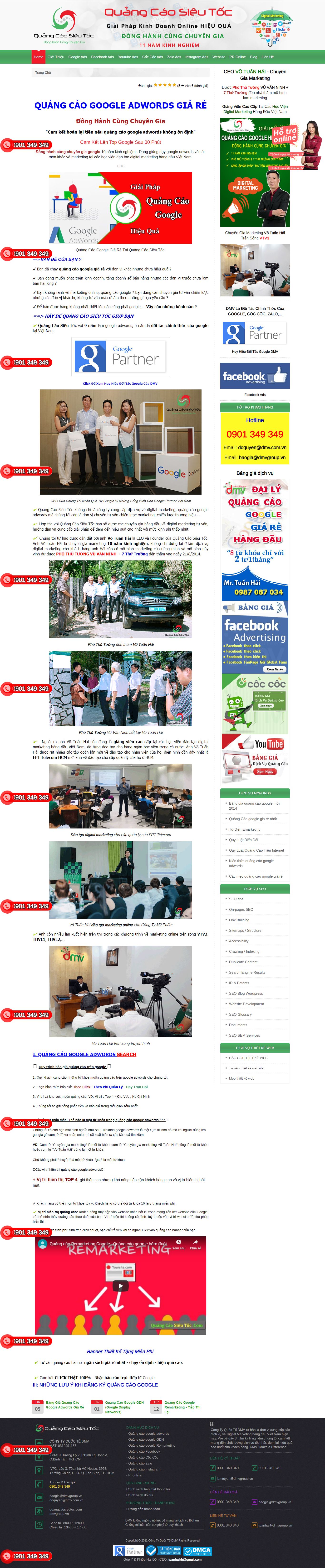Thiết kế website quảng cáo google adwords, và các trang web lớn, dịch vụ seo