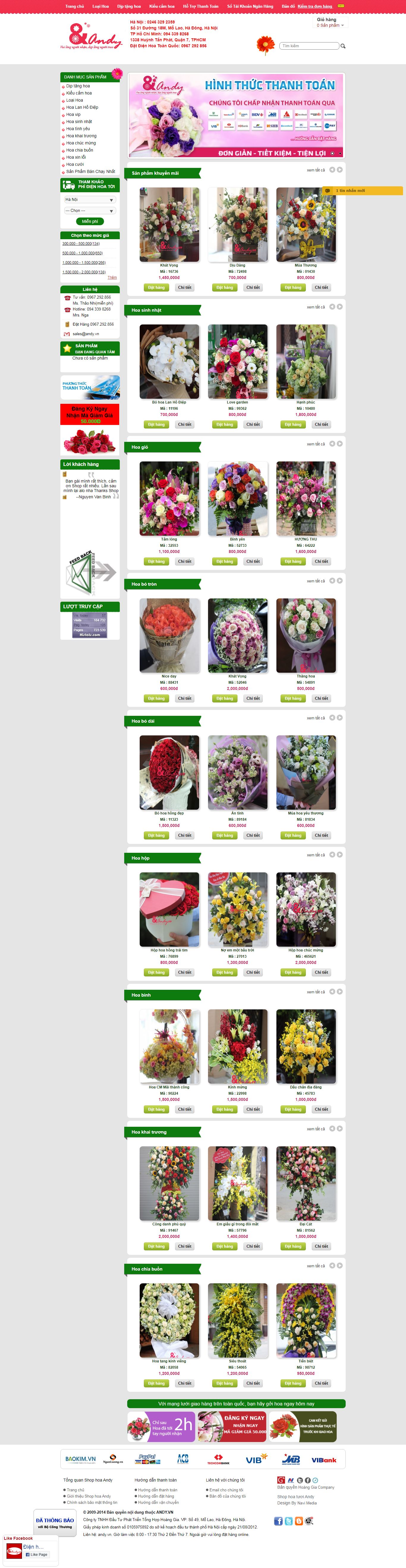 Thiết kế website bán hoa - điện hoa - http://andy.vn/