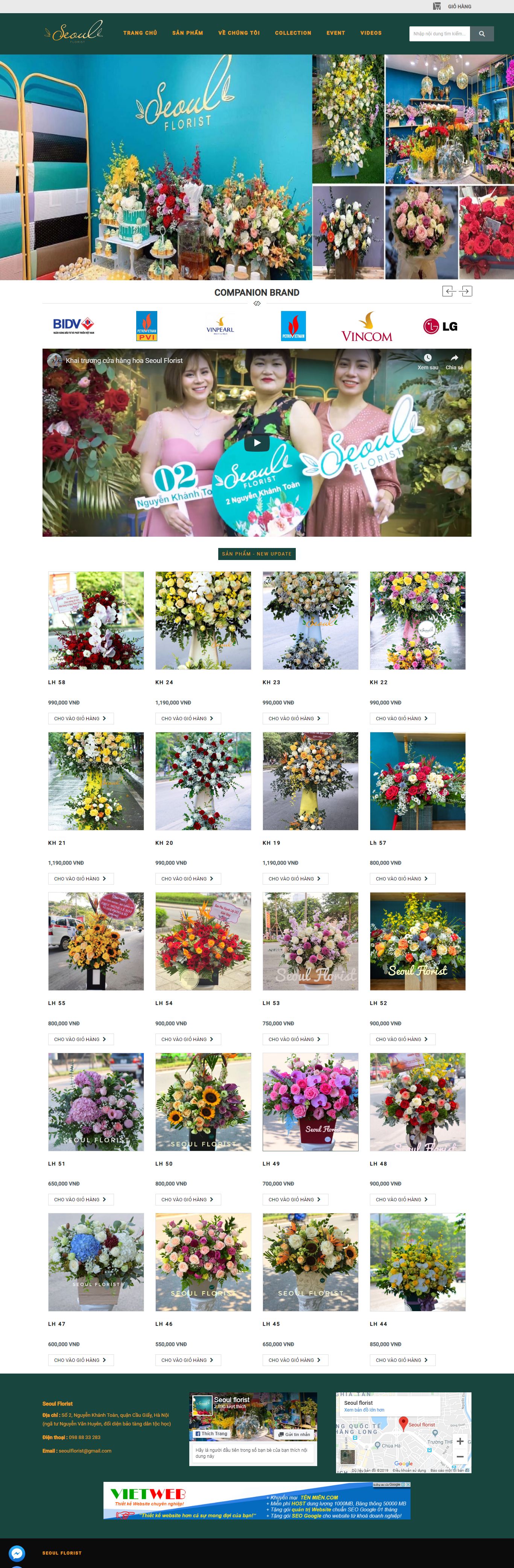 Thiết kế website bán hoa - điện hoa - http://seoulflorist.vn/