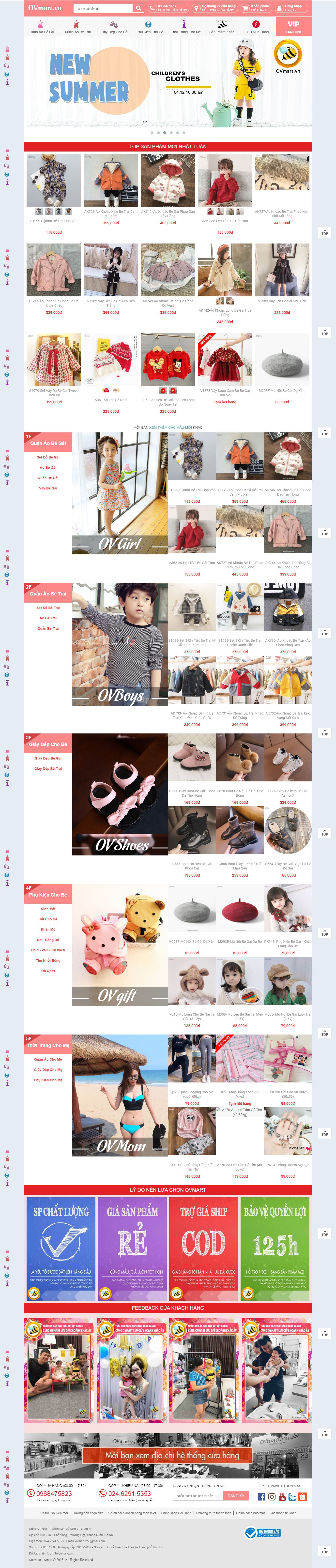 Thiết kế website quần áo trẻ em - ovmart.vn đẹp SEO nhanh hiệu quả