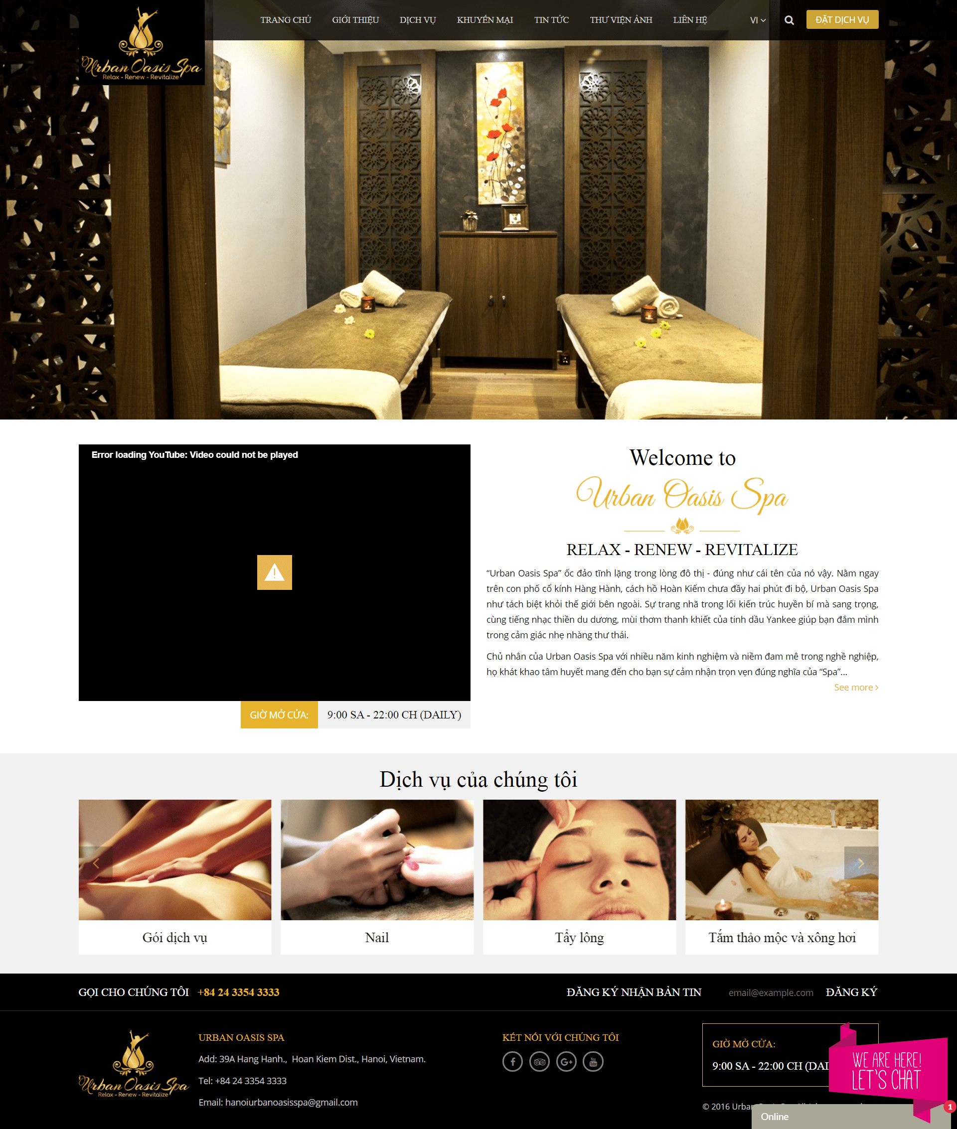 Thiết kế website cho spa - urbanoasisspa.vn