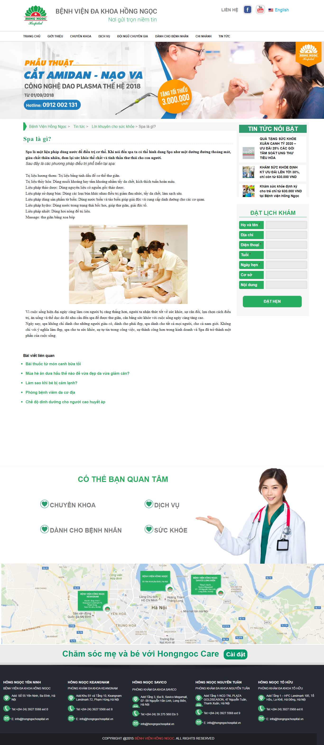 Thiết kế Web spa - hongngochospital.vn