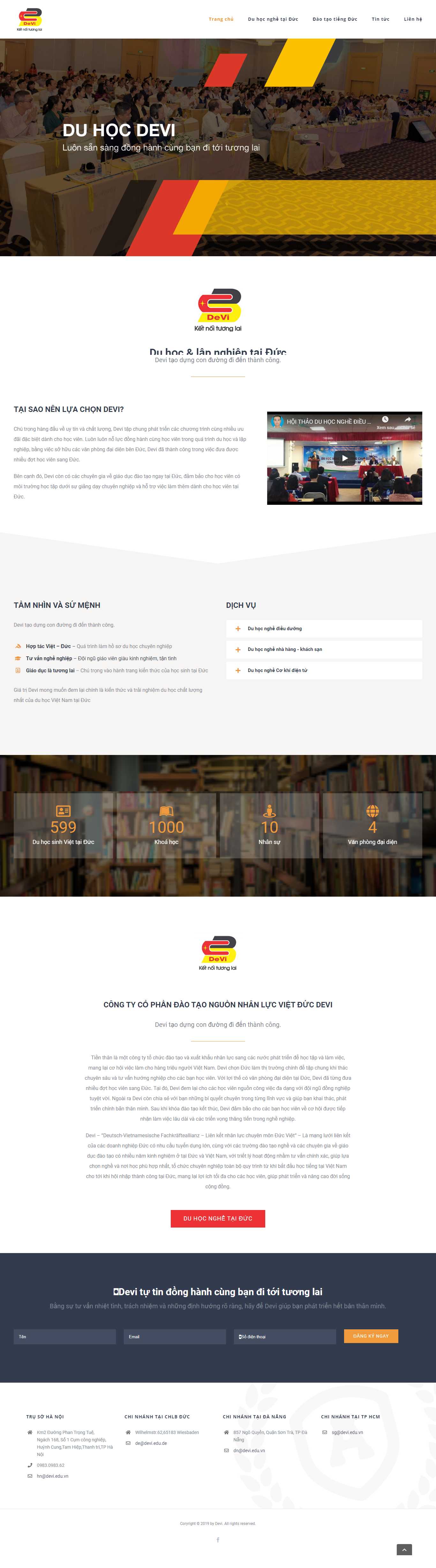 Thiết kế Web tư vấn du học - devi.edu.vn