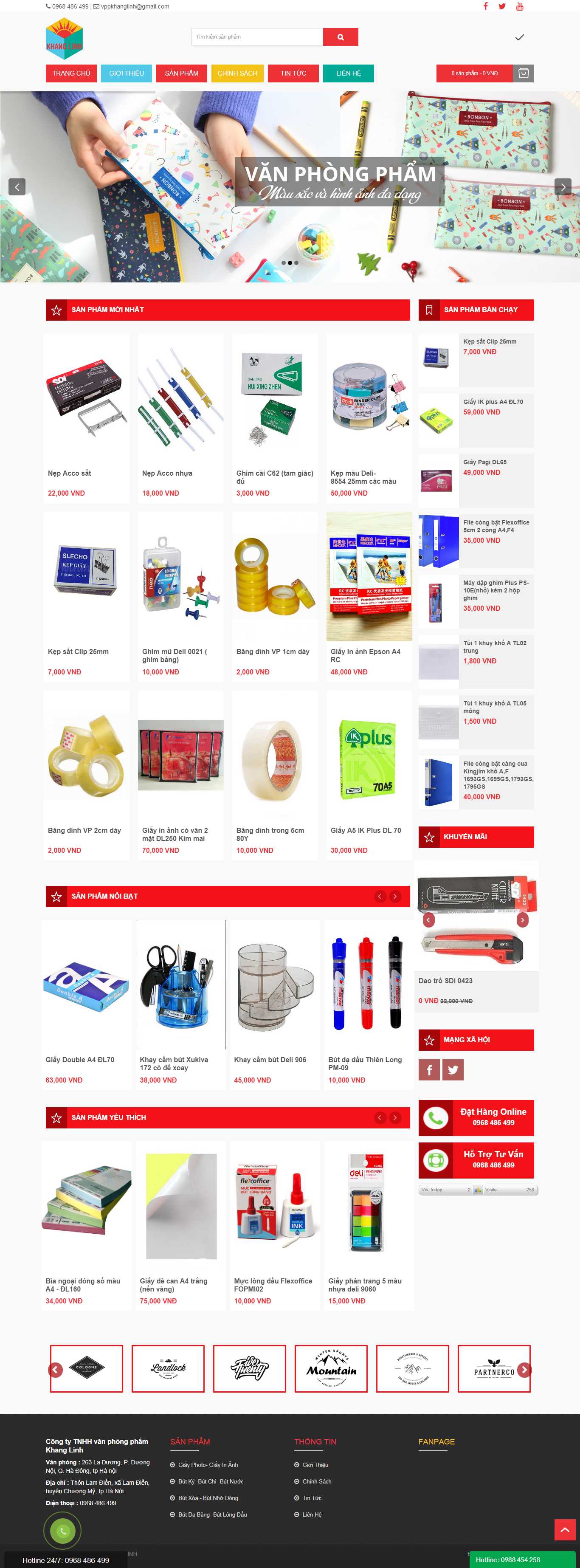 Thiết kế Web Văn phòng phẩm - vppkhanglinh.com