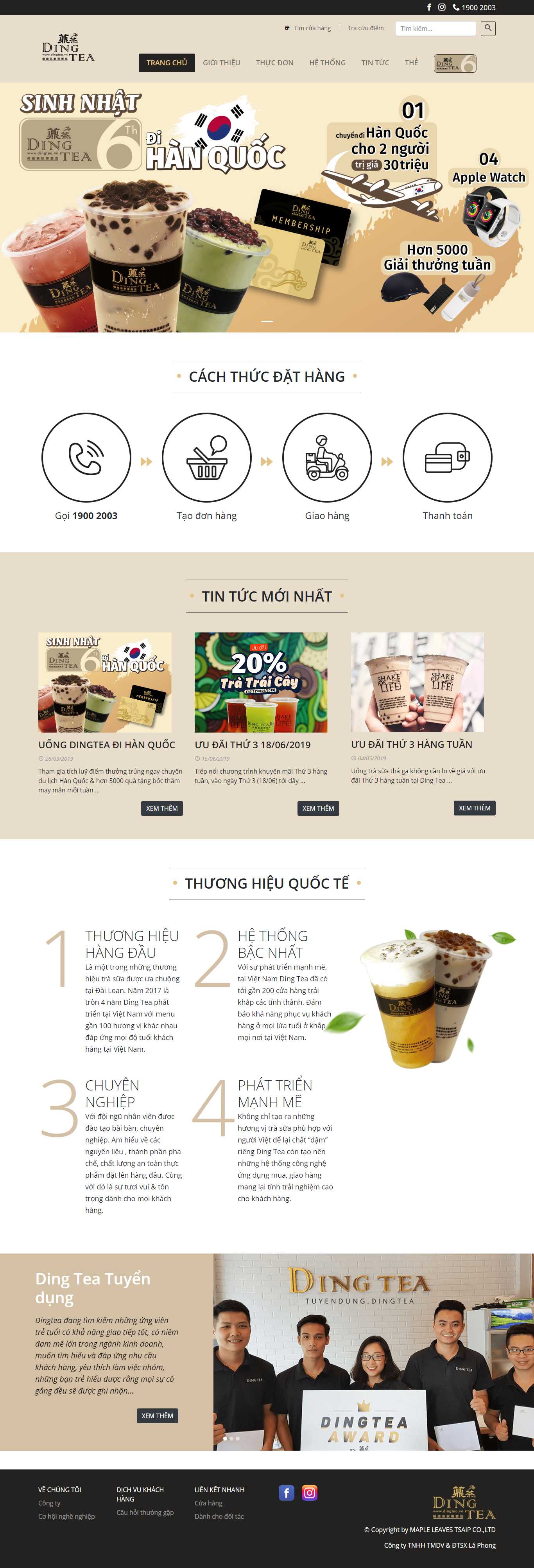Thiết kế Web quán cafe - dingtea.vn