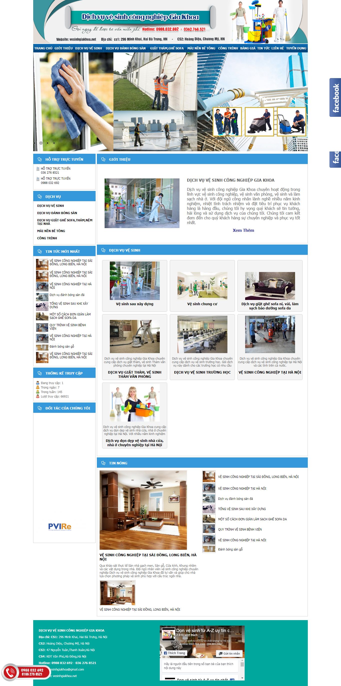 Thiết kế Web dịch vụ vệ sinh công nghiệp - vesinhgiakhoa.net