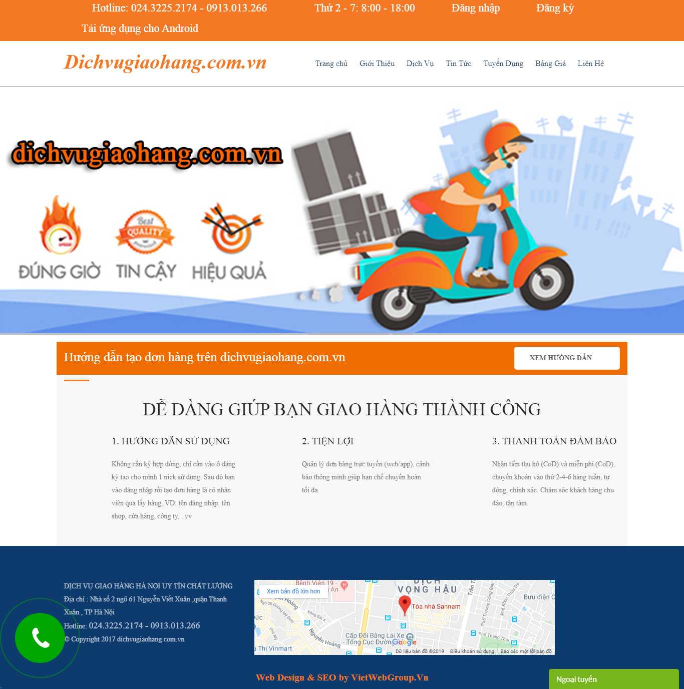 Thiết kế Web giao hàng - dichvugiaohang.com.vn