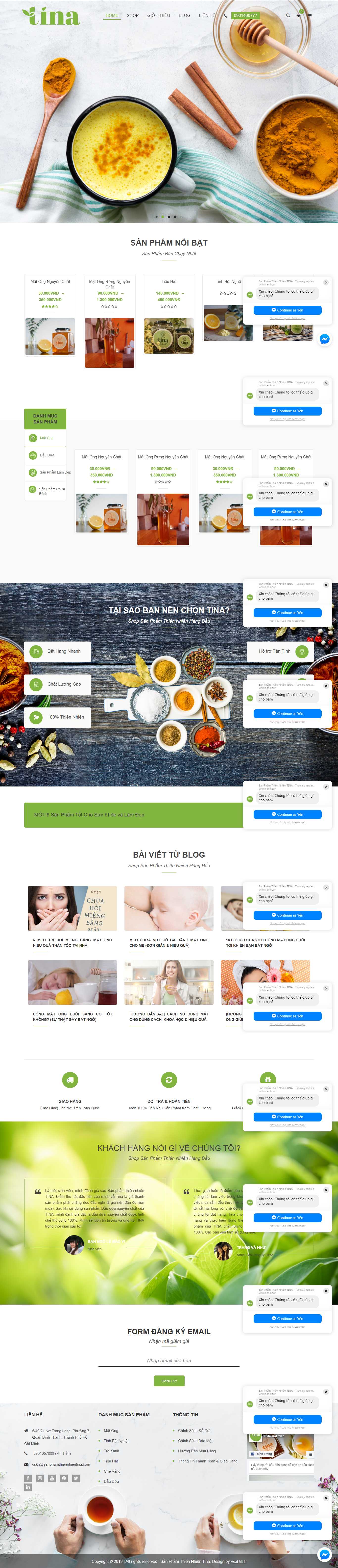 Thiết kế Web mật ong thiên nhiên - sanphamthiennhientina.com