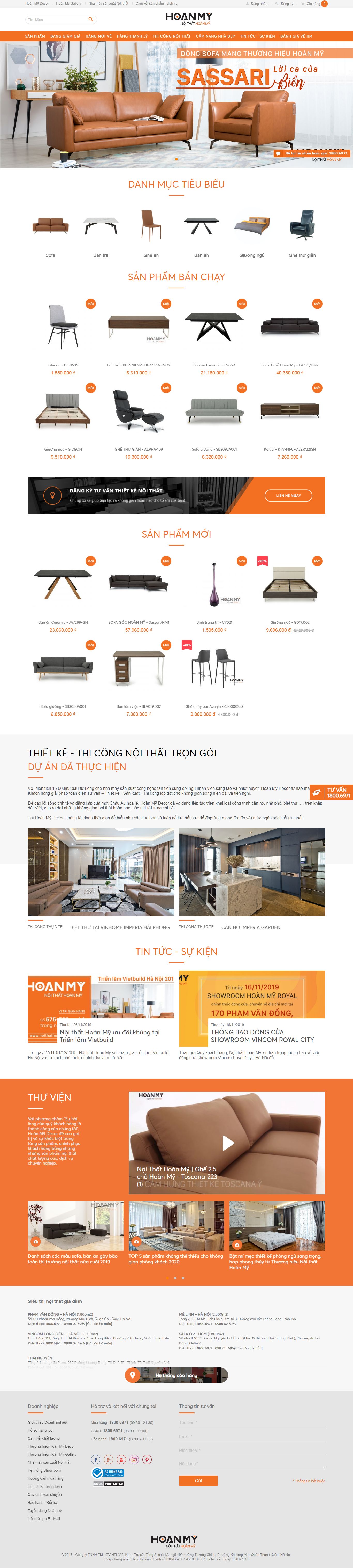 Thiết kế Web đồ nội thật - www.noithathoanmy.com.vn