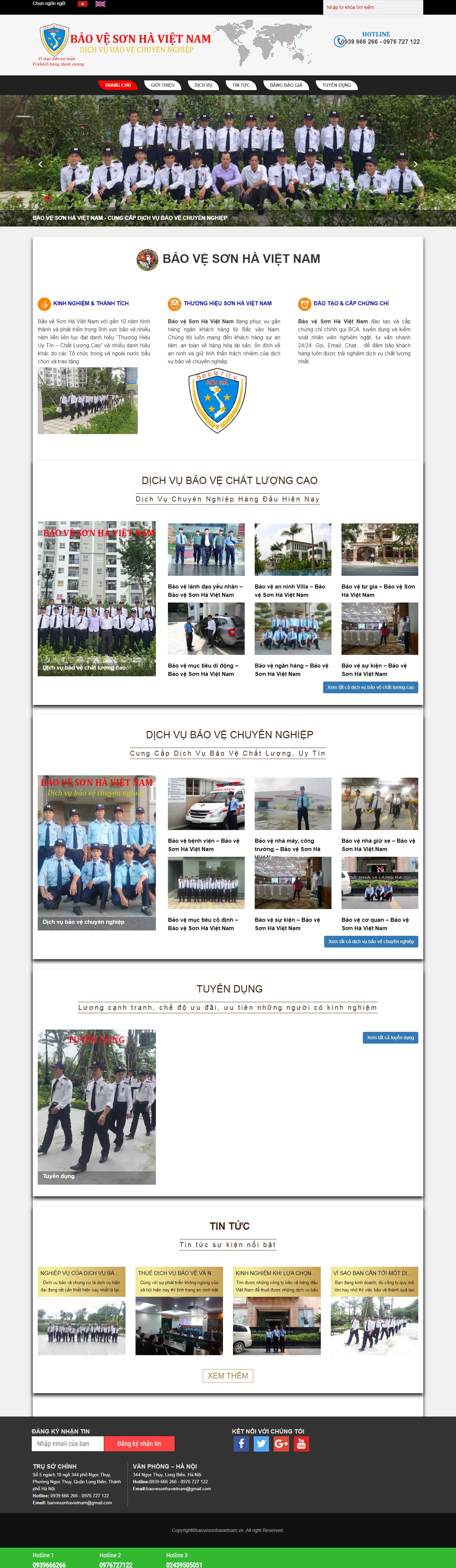 Thiết kế Web dịch vụ bảo vệ - baovesonhavietnam.vn