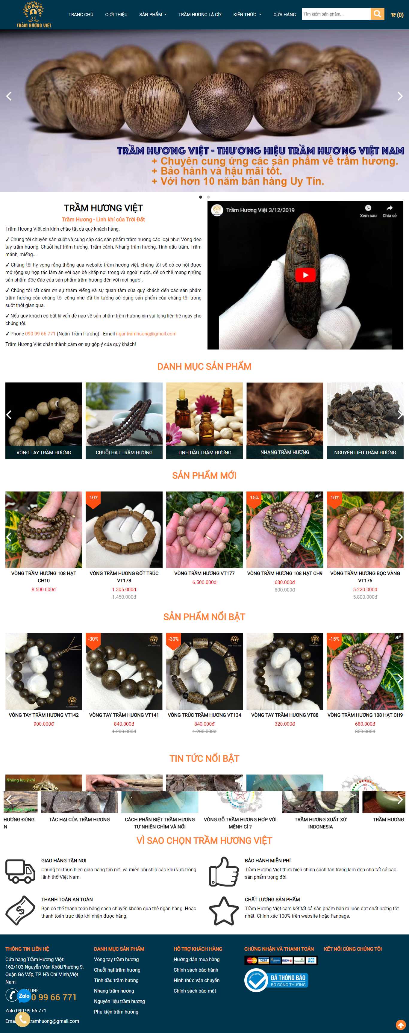 Thiết kế Web bán trầm hương - tramhuongviet.com