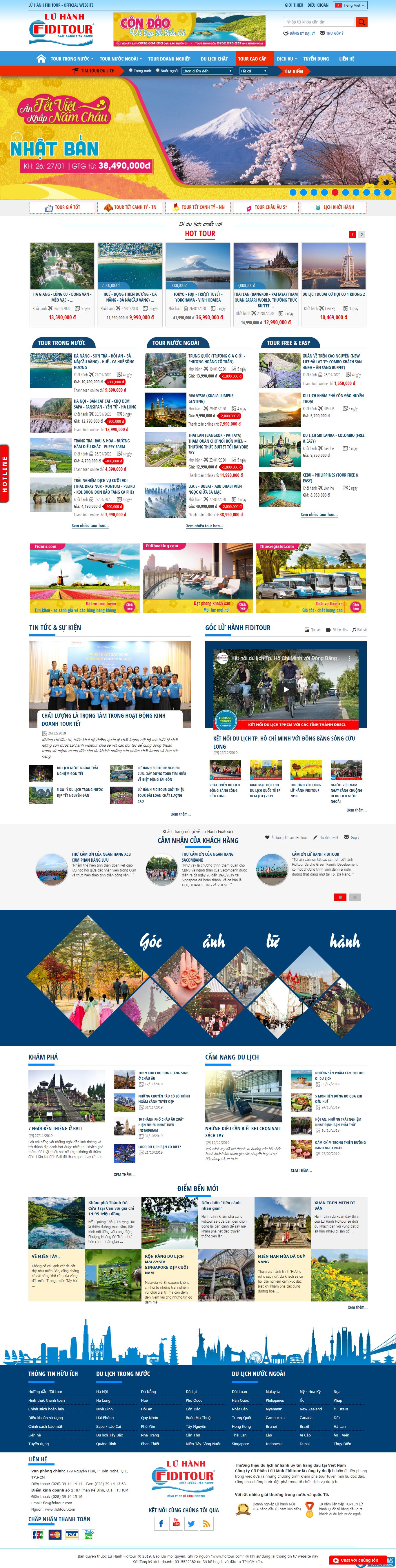 Thiết kế Web Công ty du lịch - www.fiditour.com