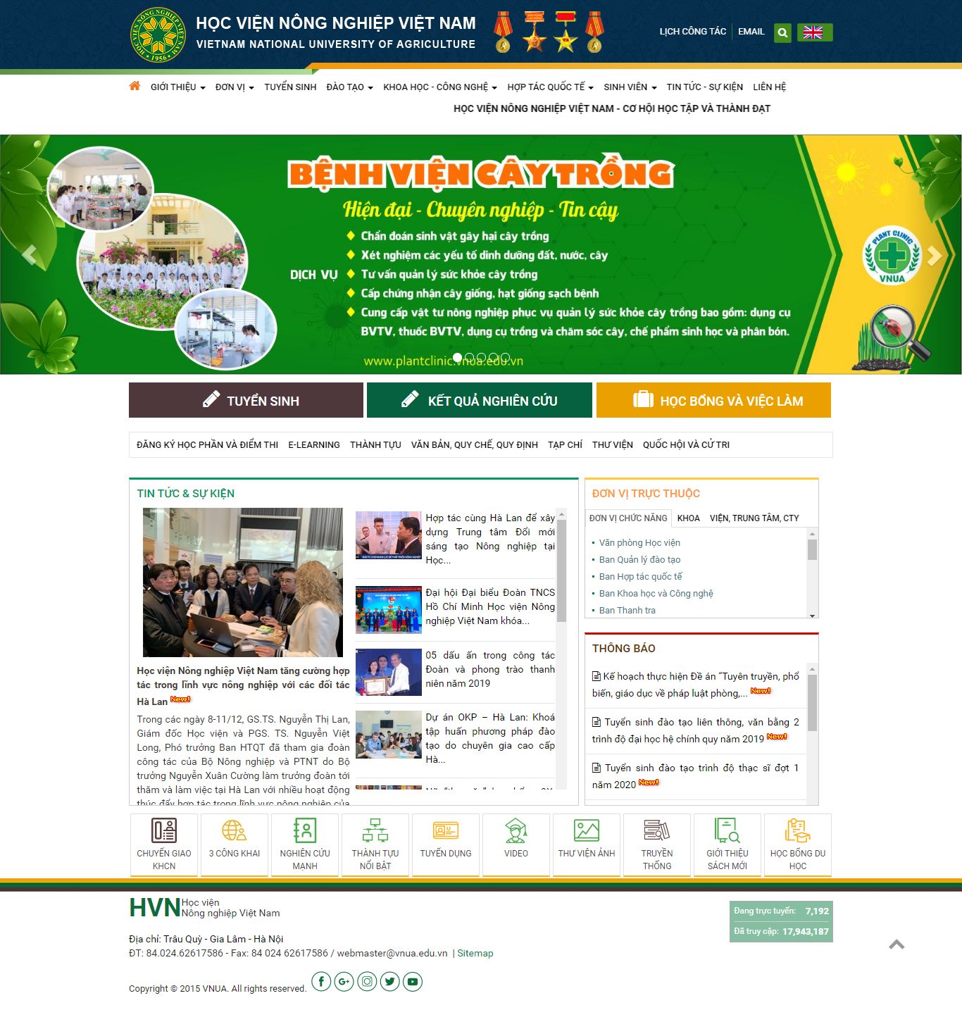 Thiết kế Web Nông nghiệp - www.vnua.edu.vn
