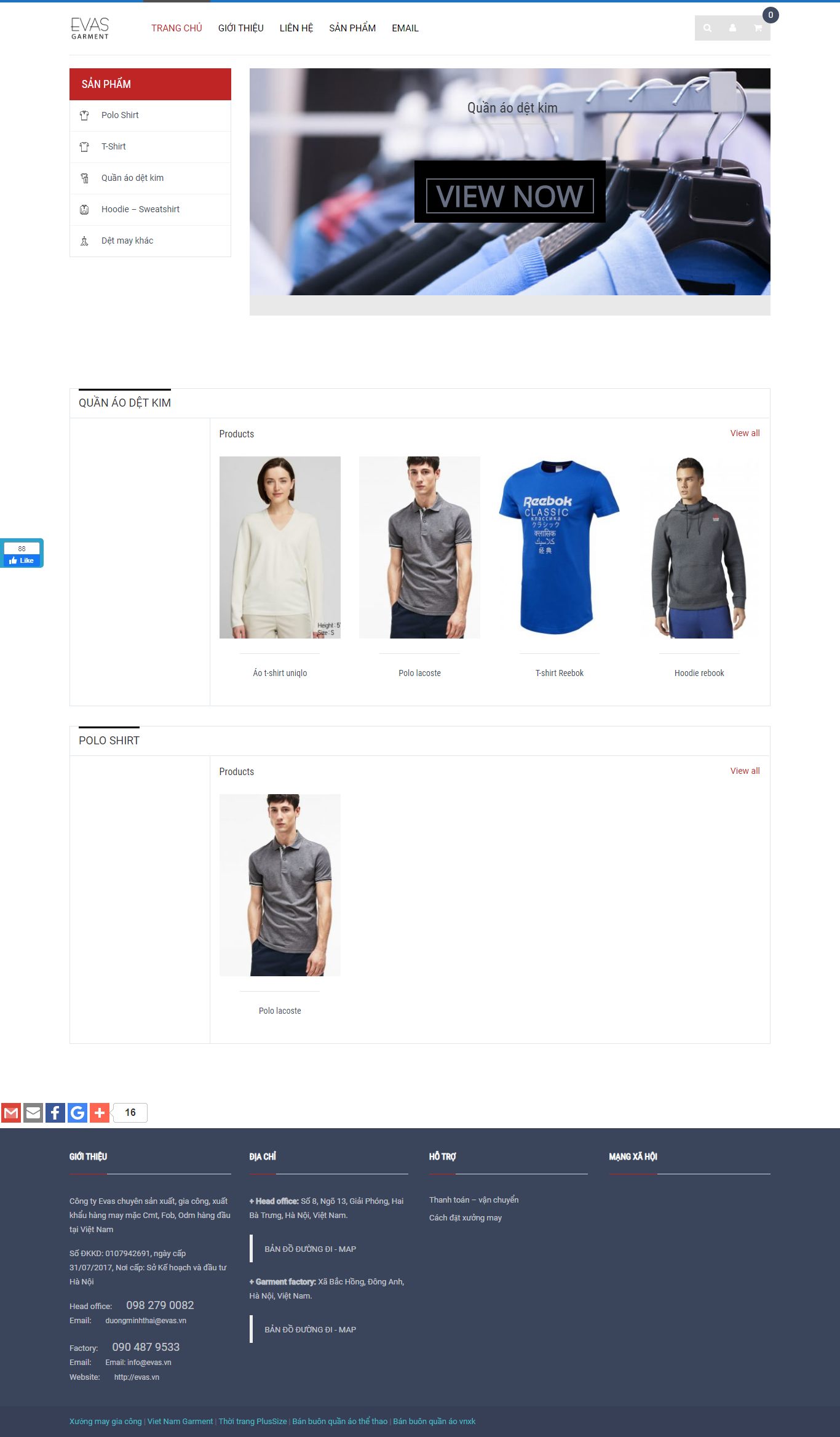 Thiết kế Web may mặc - evas.vn