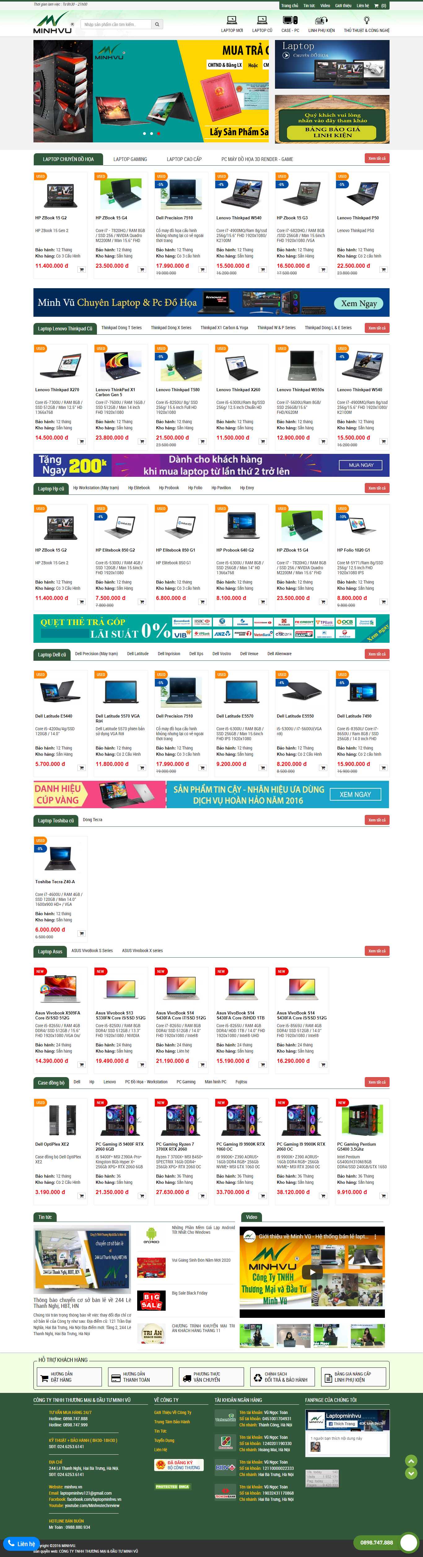 Thiết kế web bán laptop - minhvu.vn