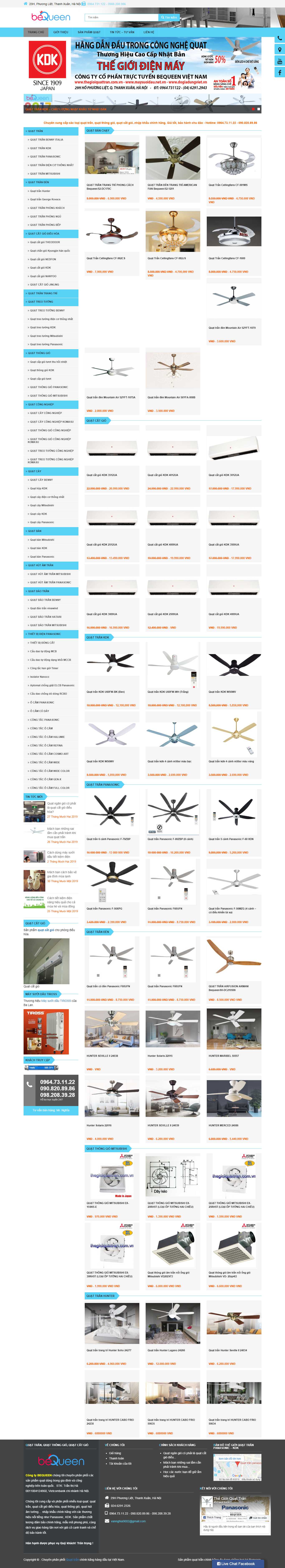 Thiết kế web bán quạt - thegioiquattran.com.vn