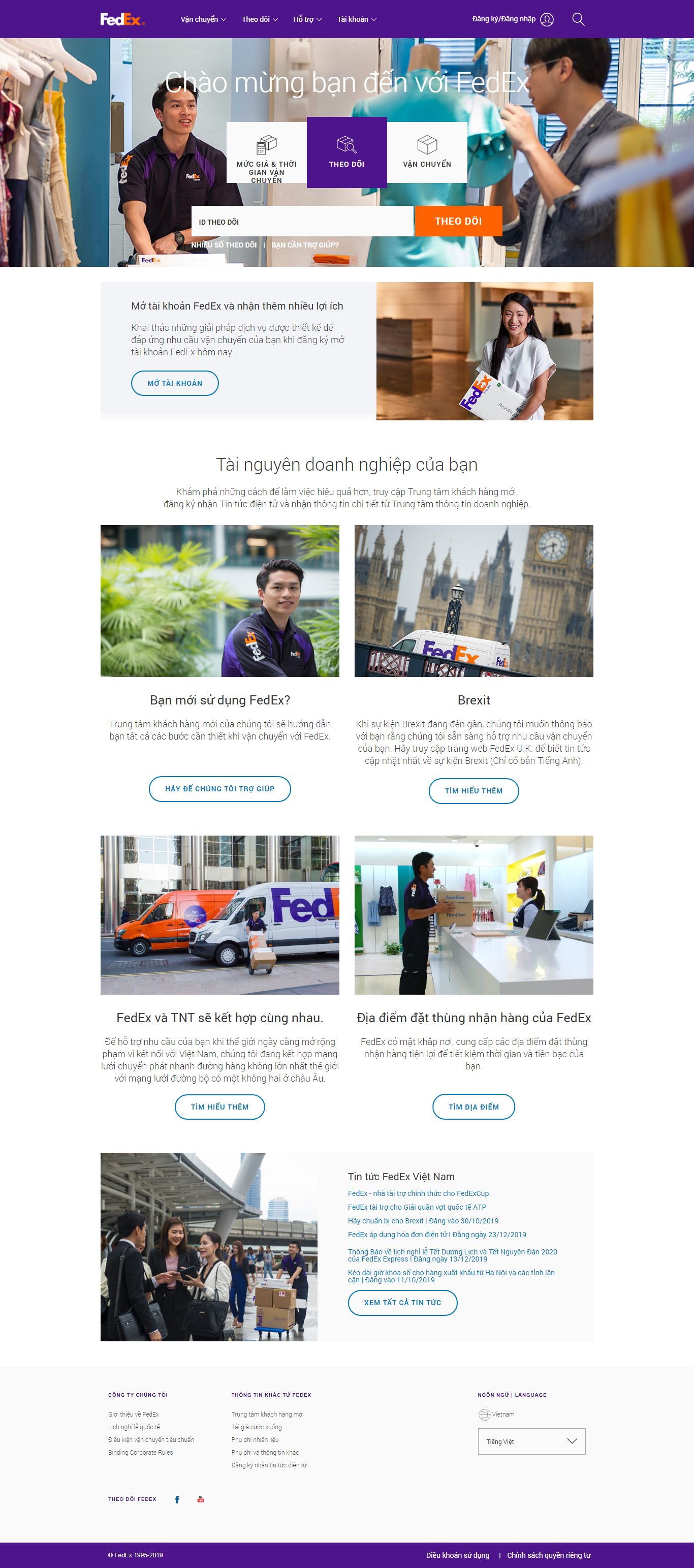 Thiết kế Web vận chuyển - www.fedex.com