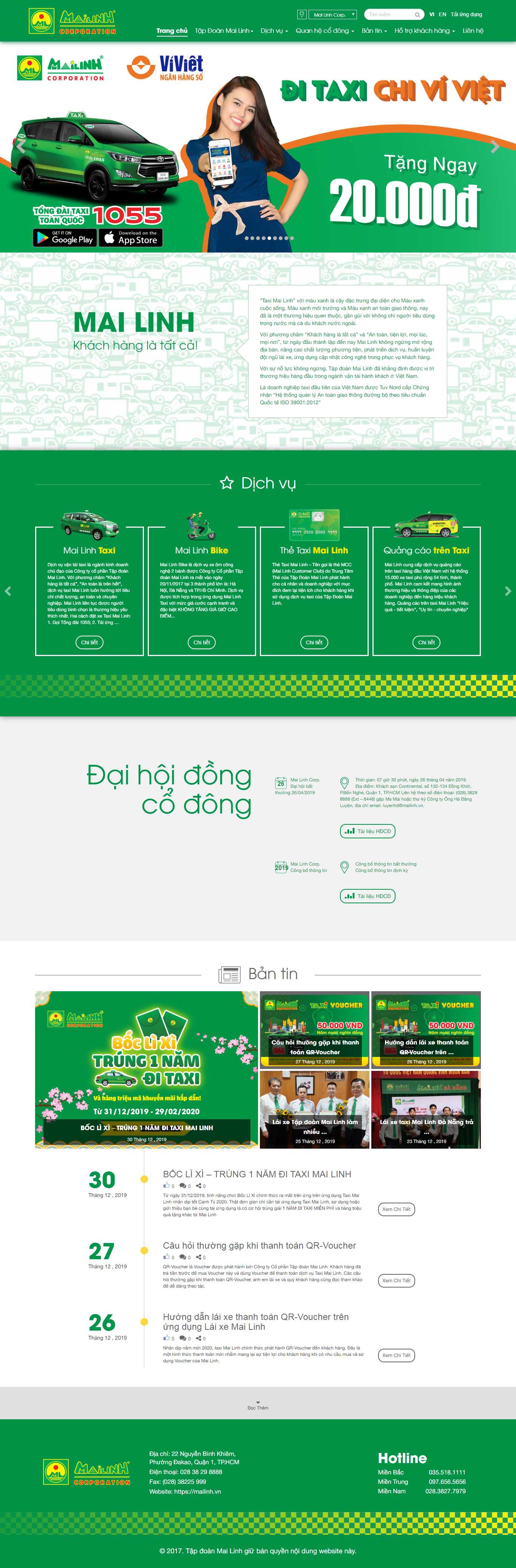 Thiết kế Web hãng taxi - mailinh.vn