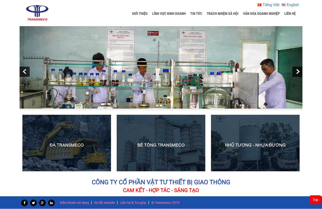 Thiết kế Web vật tư giao thông - transmeco.com.vn