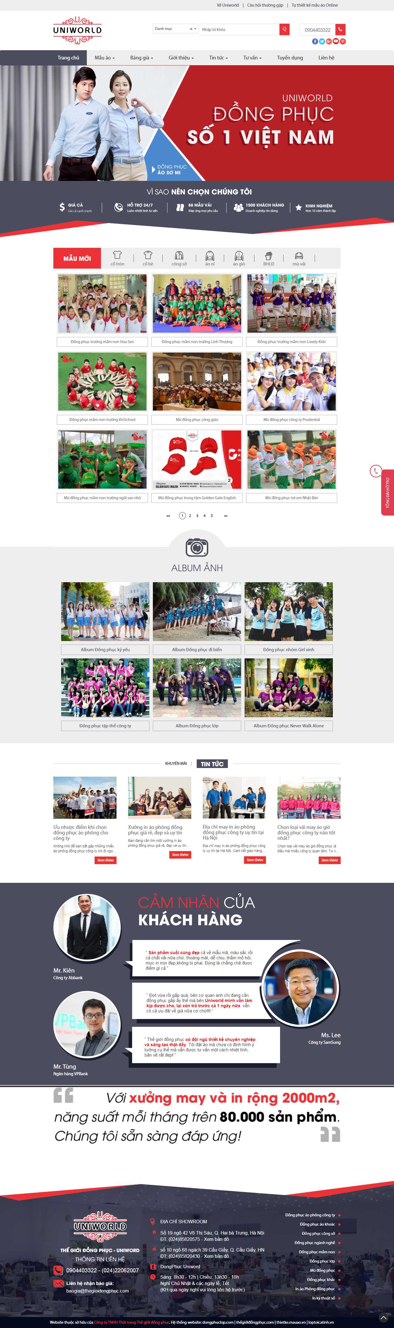 Thiết kế Web xưởng may đồng phục - thegioidongphuc.com