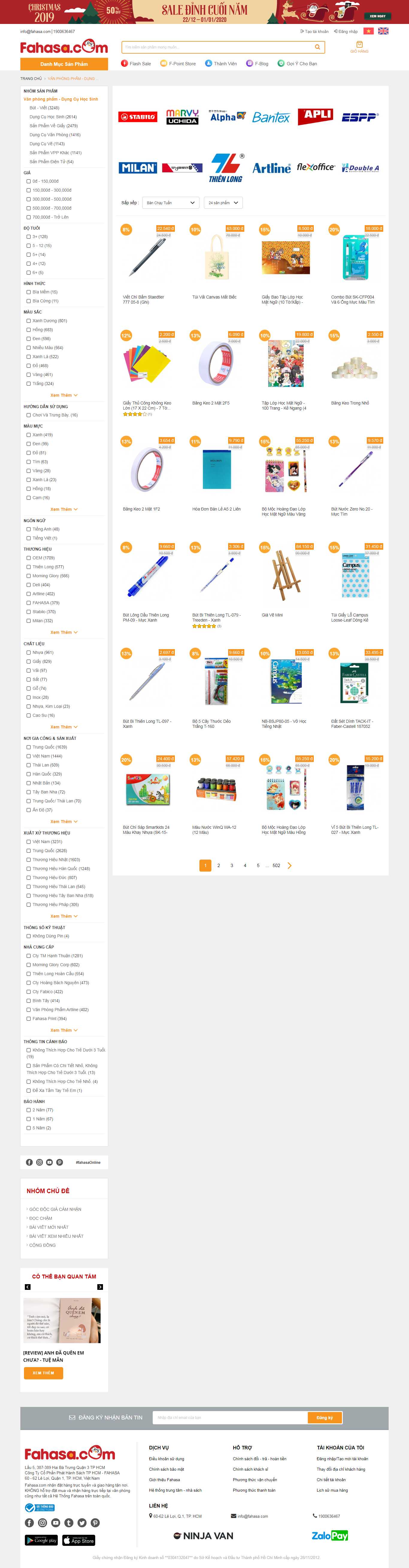Thiết kế Web văn phòng phẩm đẹp - www.fahasa.com