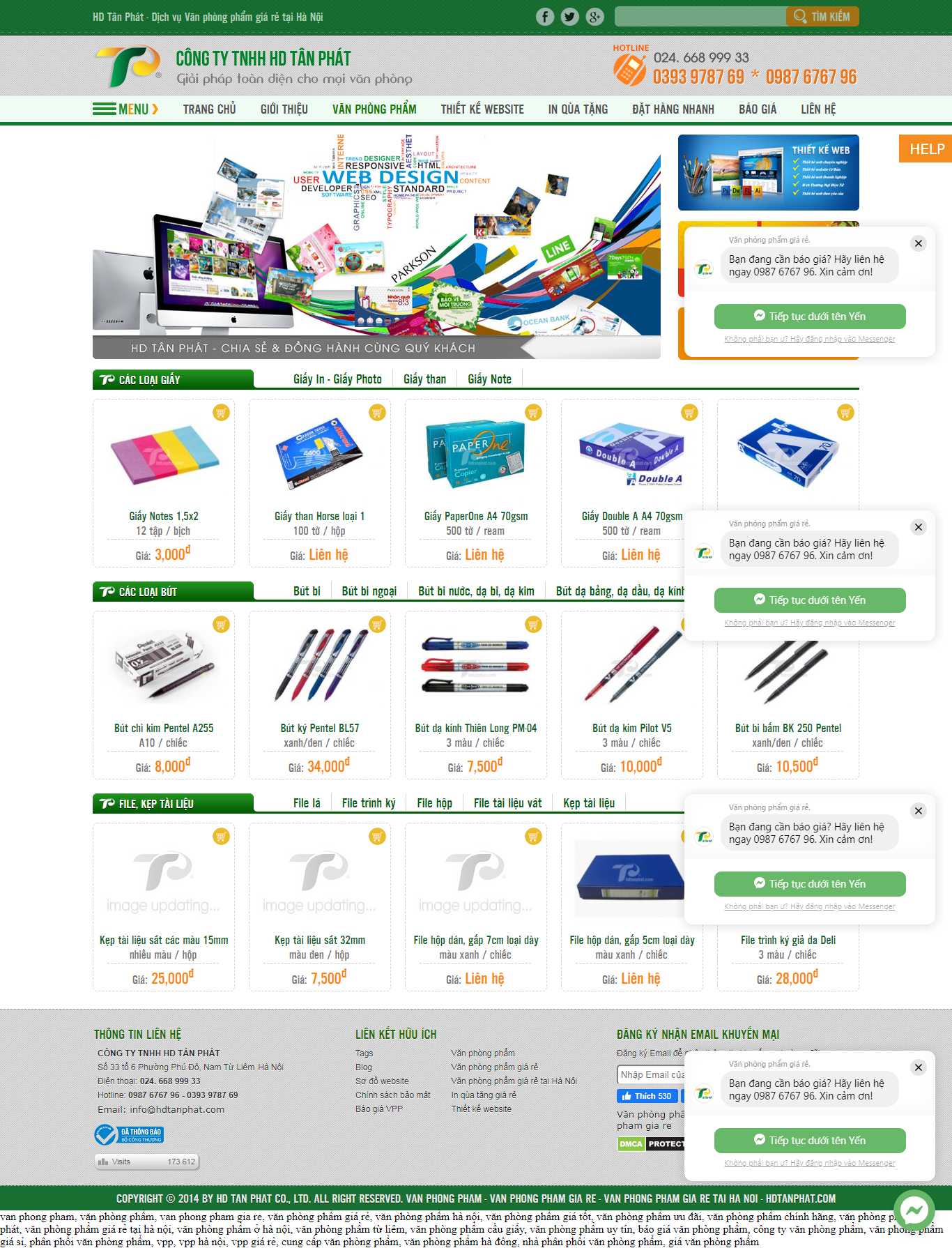 Thiết kế Web văn phòng phẩm đẹp - www.hdtanphat.com