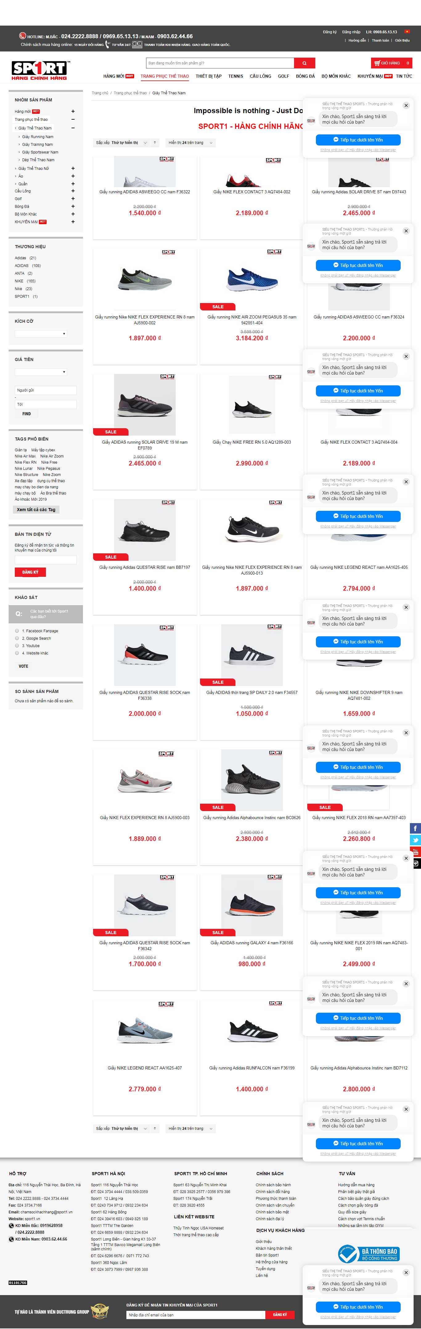 Thiết kế web bán giày thể thao - www.sport1.vn
