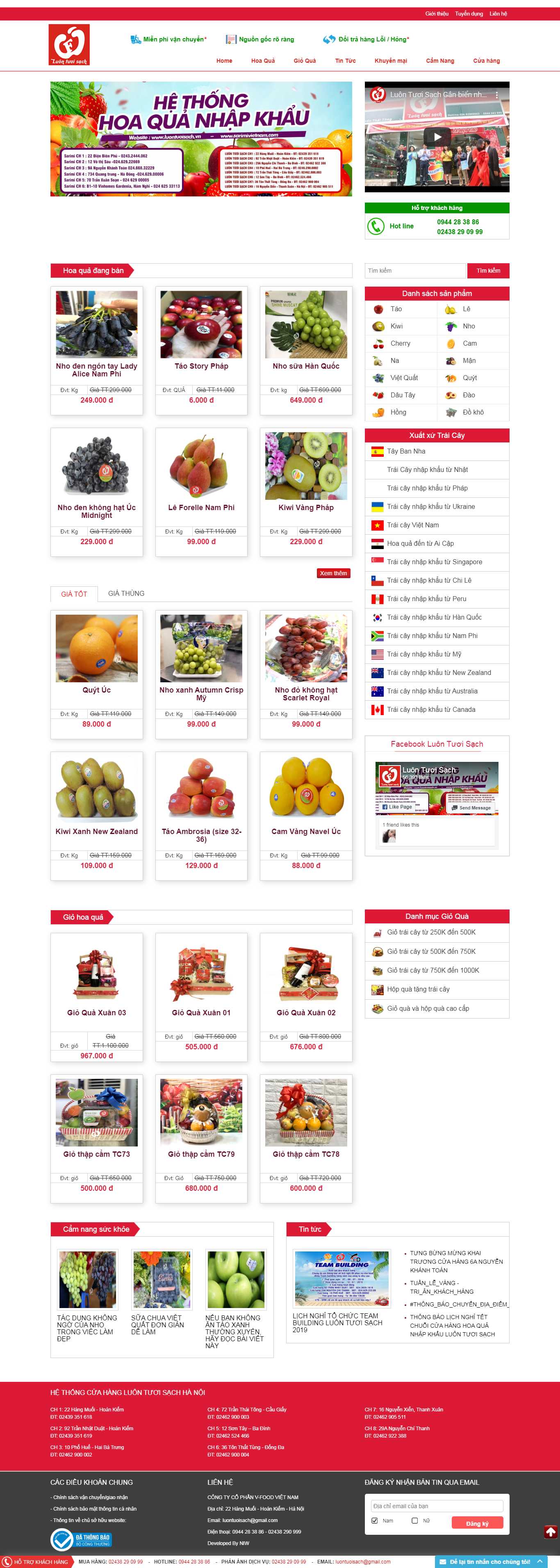 Thiết kế web bán hoa quả sạch - luontuoisach.vn