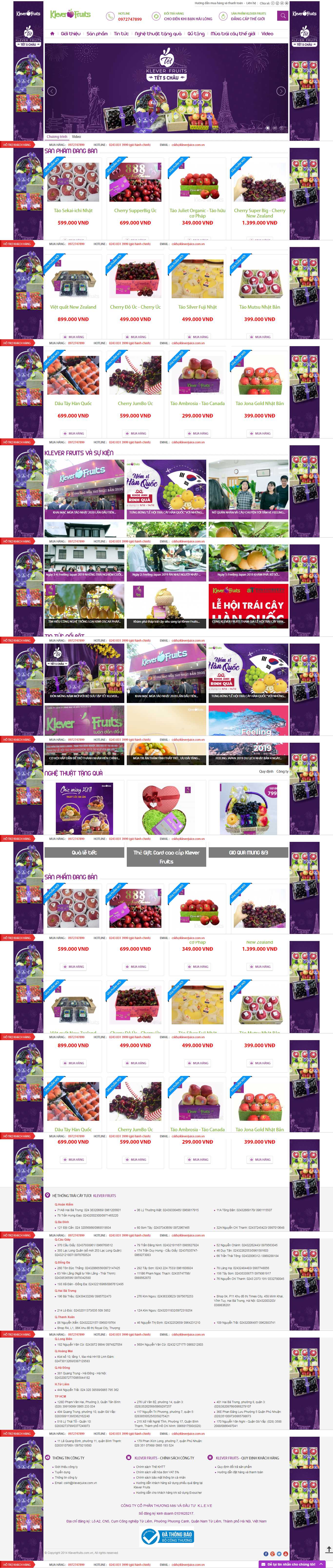 Thiết kế web bán hoa quả sạch - kleverfruits.com.vn