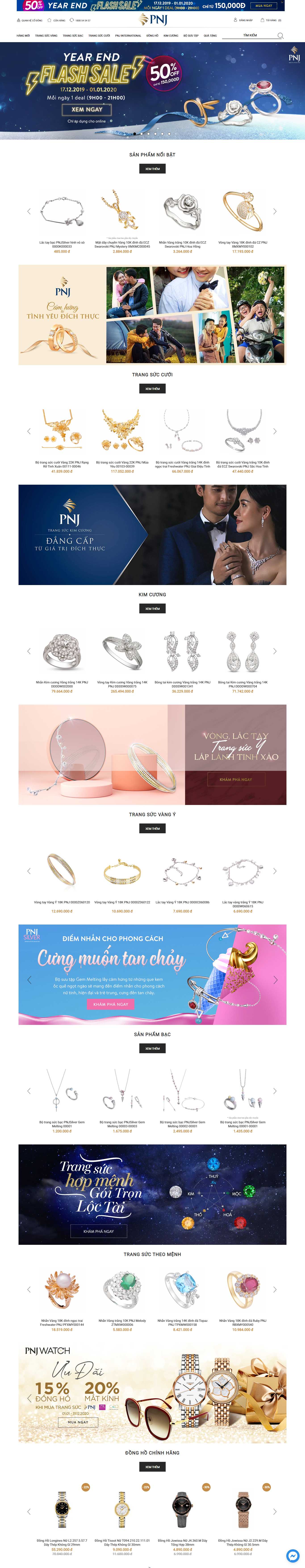 Thiết kế web vàng bạc - www.pnj.com.vn