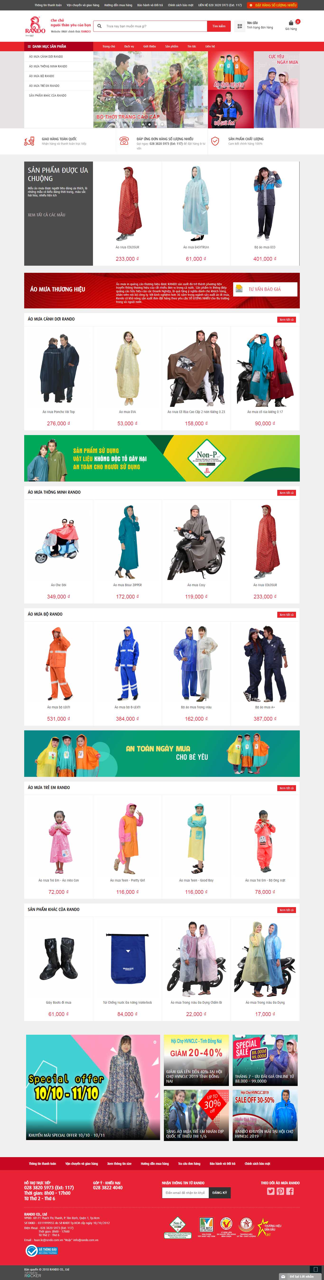 Thiết kế web bán áo mưa - shoprando.vn