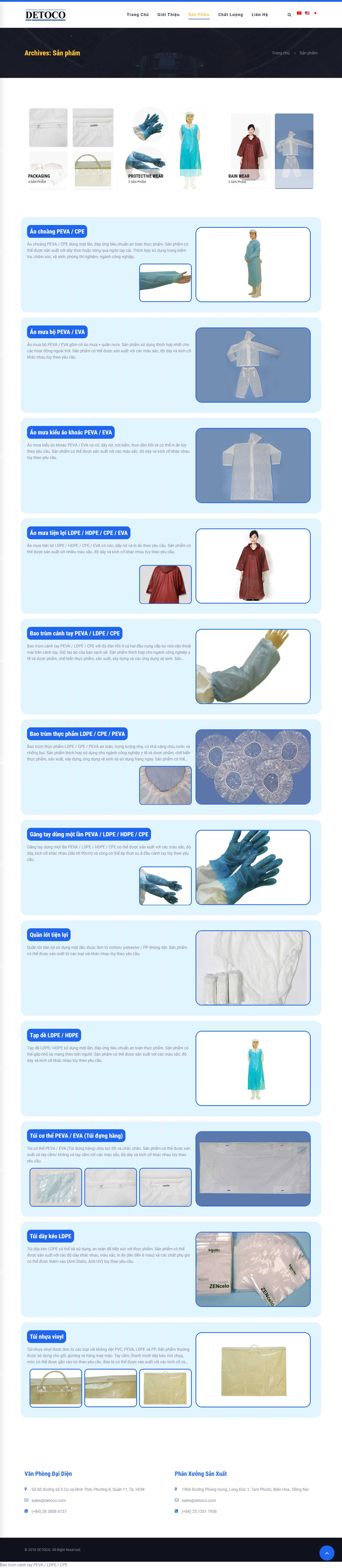 Thiết kế web bán áo mưa - detoco.com