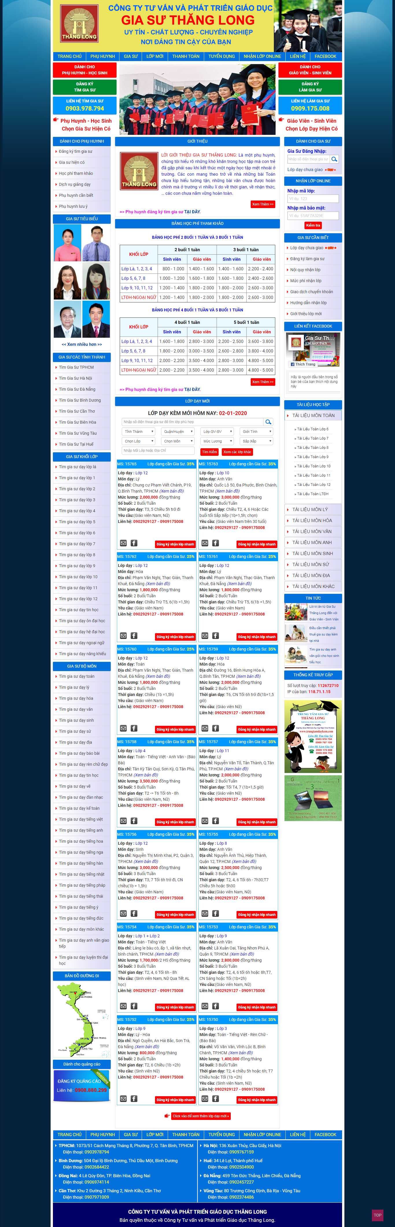 Thiết kế web gia sư - www.trungtamdaykem.com