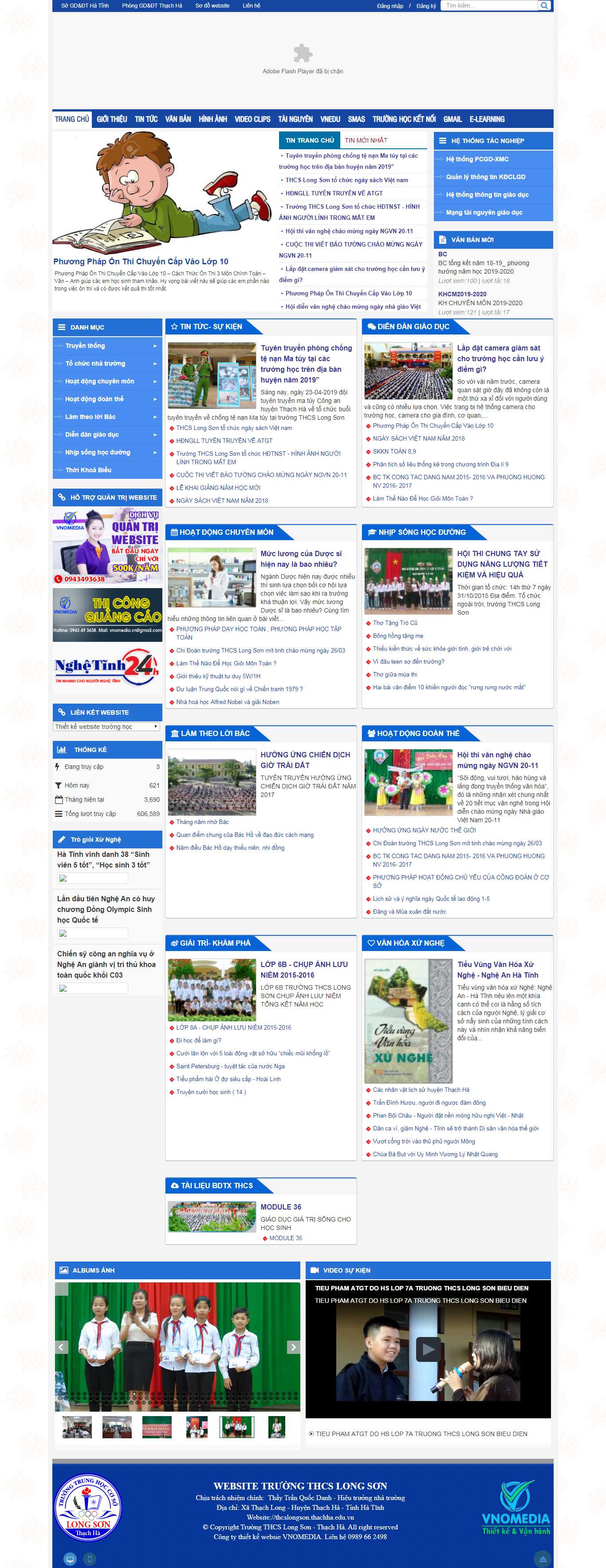 Thiết kế web trường học - thcslongson.thachha.edu.vn