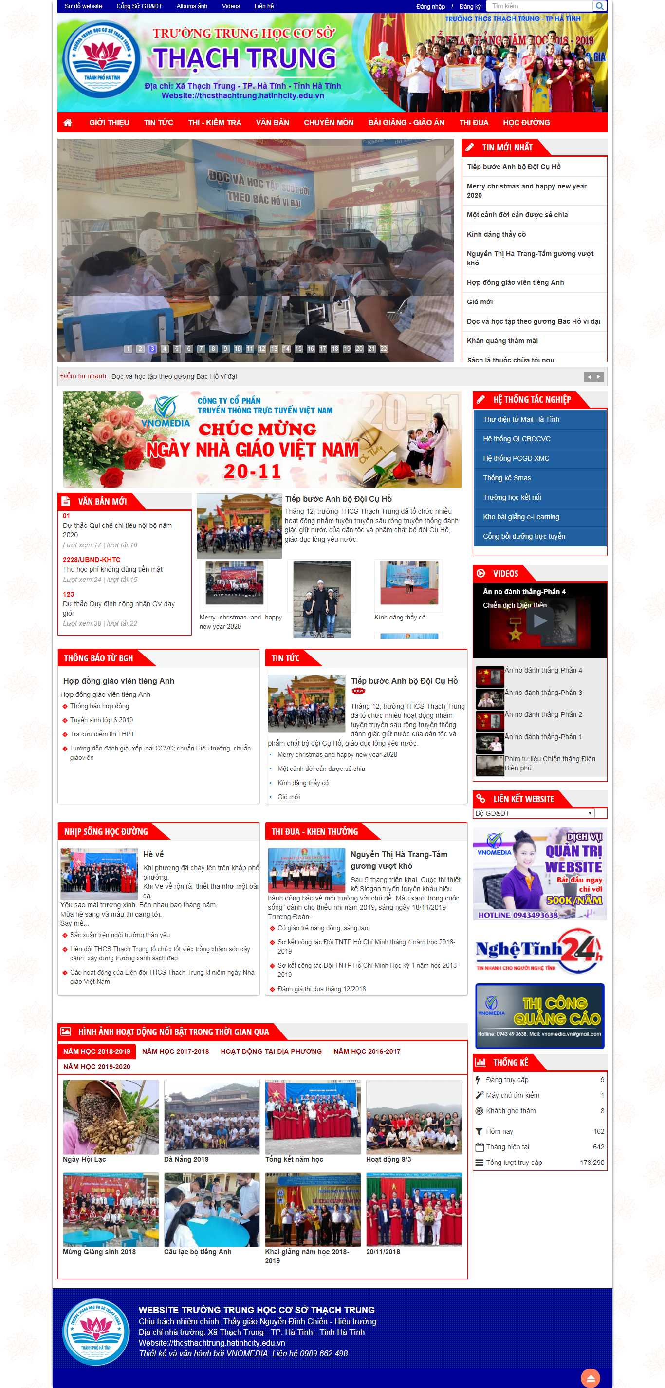 Thiết kế web trường học - thcsthachtrung.hatinhcity.edu.vn