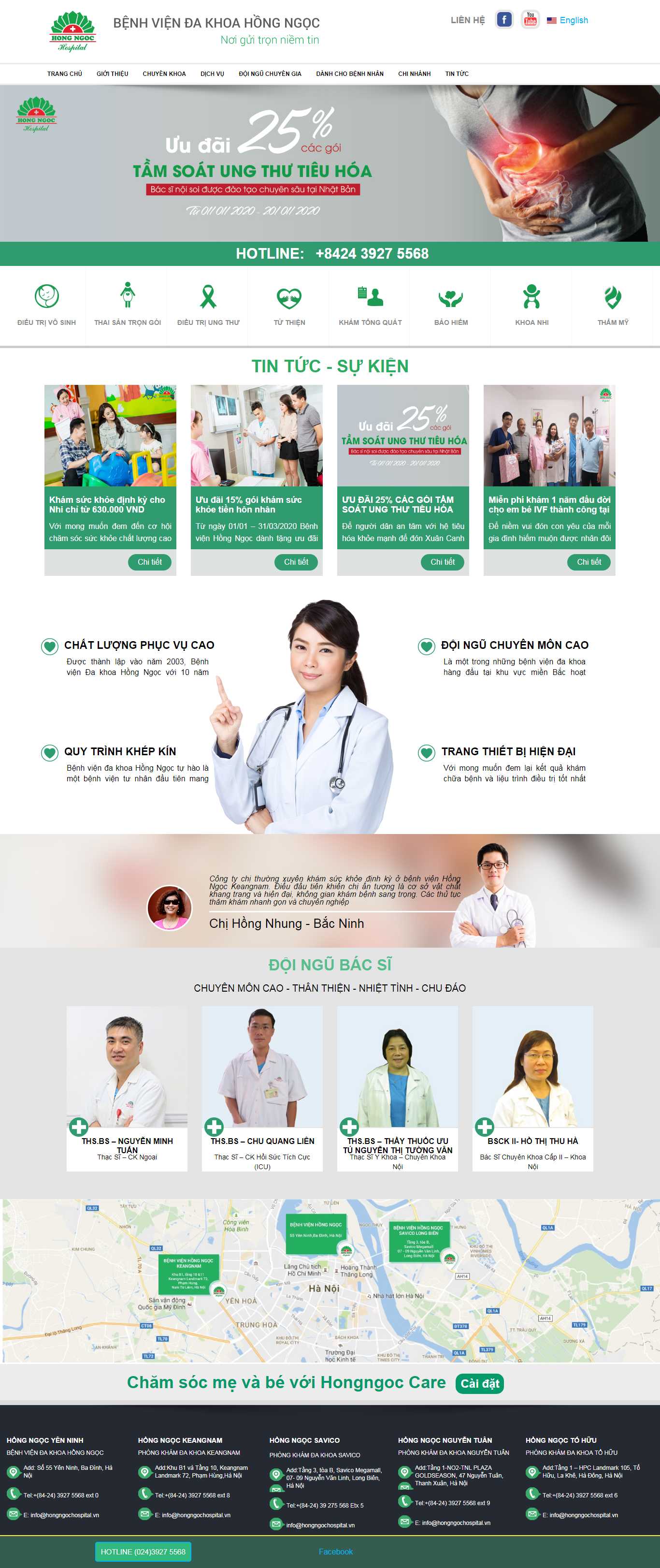 Thiết kế web bệnh viện - hongngochospital.vn