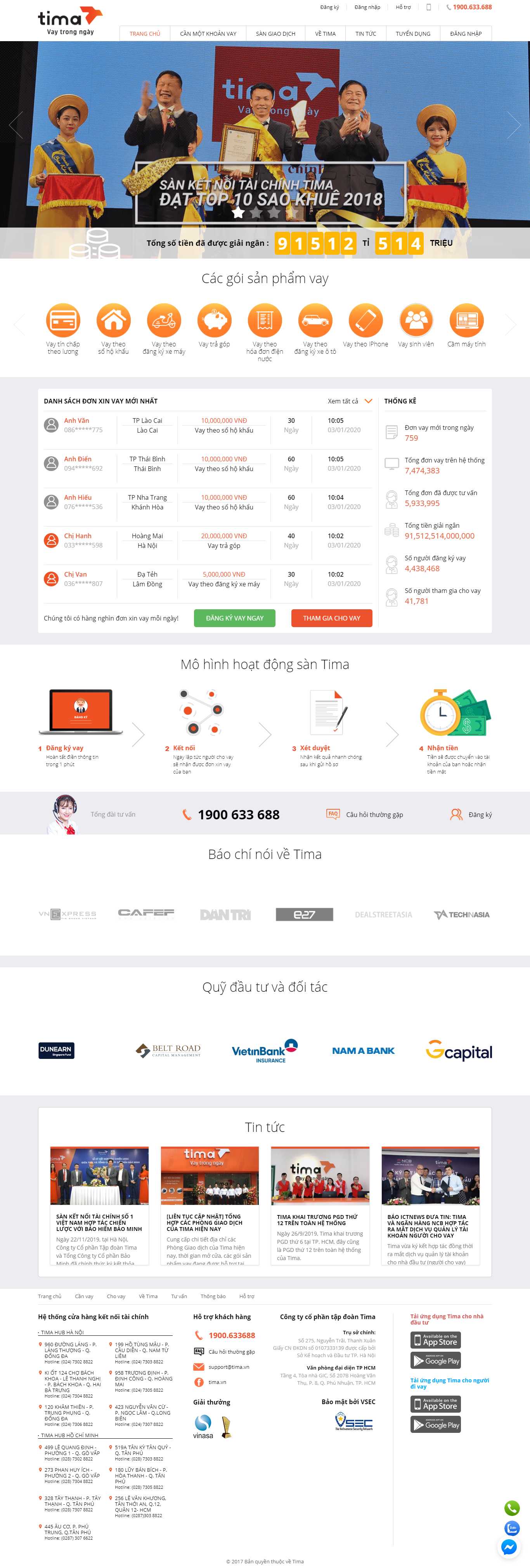Thiết kế web tài chính - tima.vn