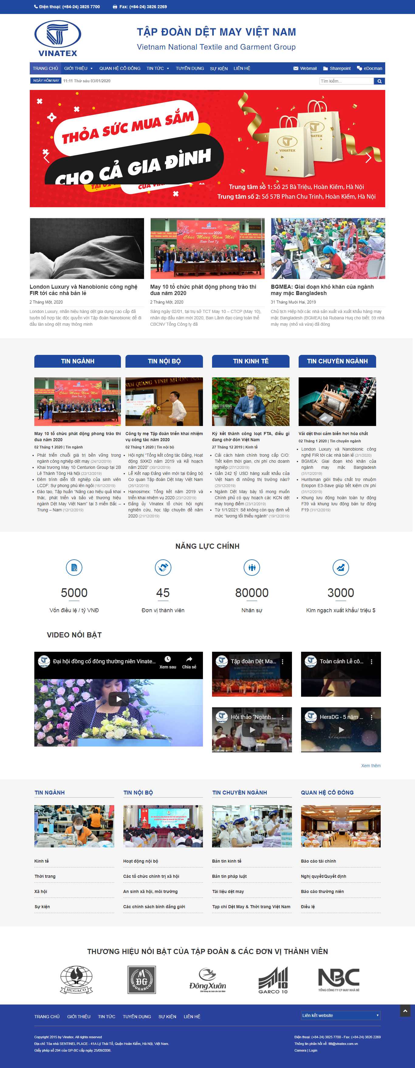 Thiết kế web dệt may - vinatex.com.vn