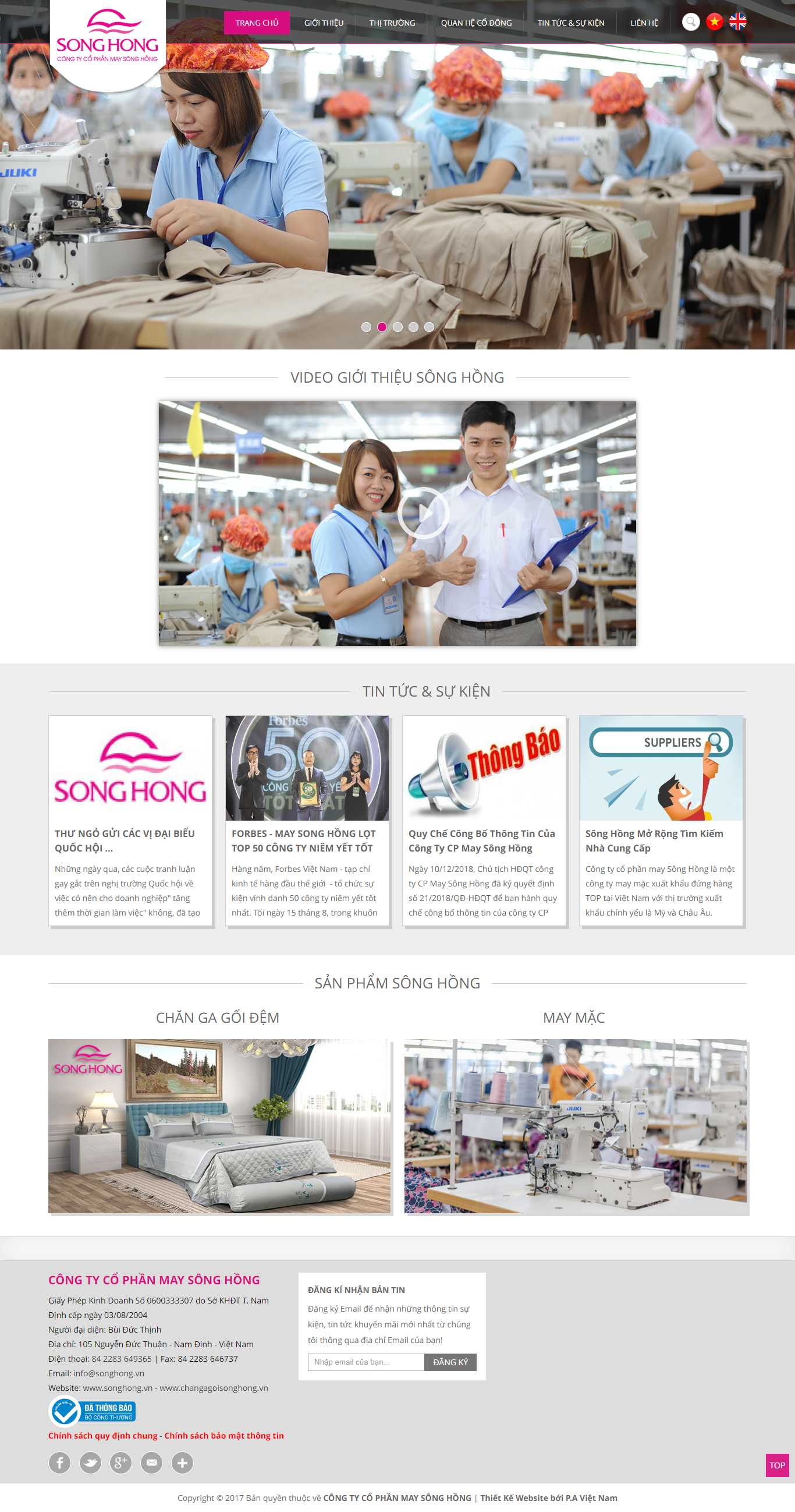 Thiết kế web dệt may - www.songhong.vn