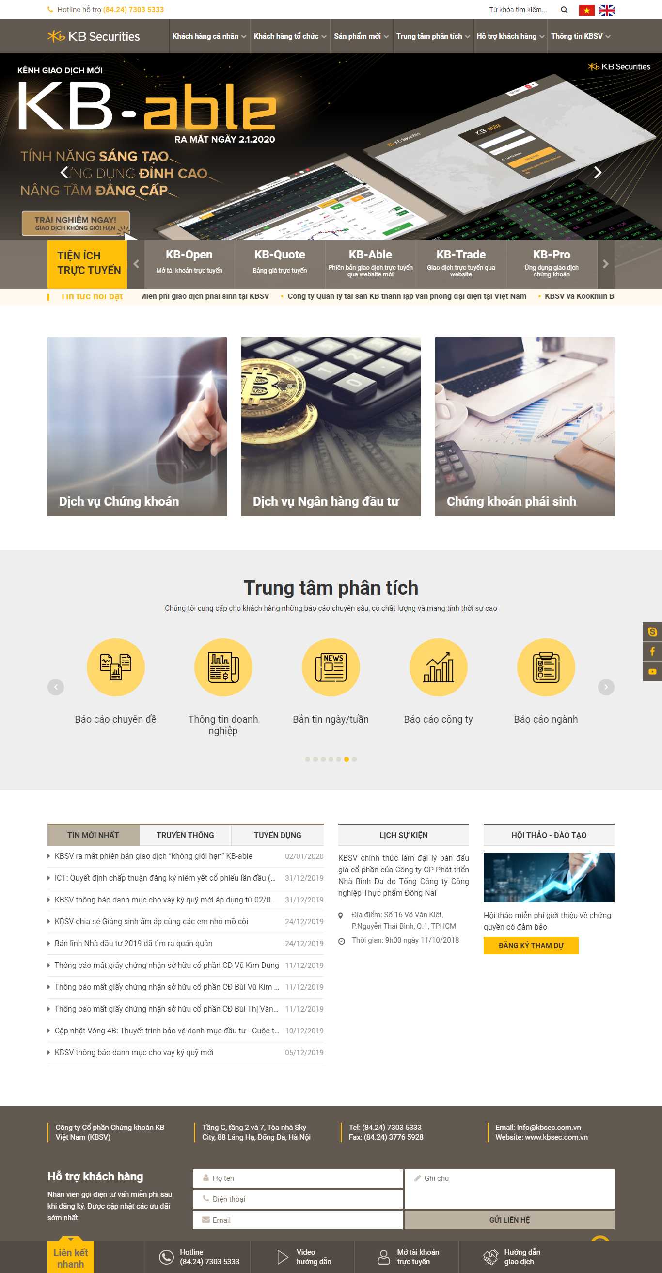 Thiết kế web chứng khoán - www.kbsec.com.vn