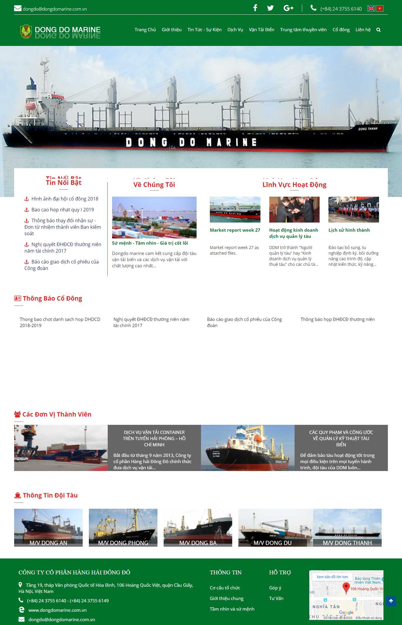 Thiết kế web hàng hải - www.dongdomarine.com.vn