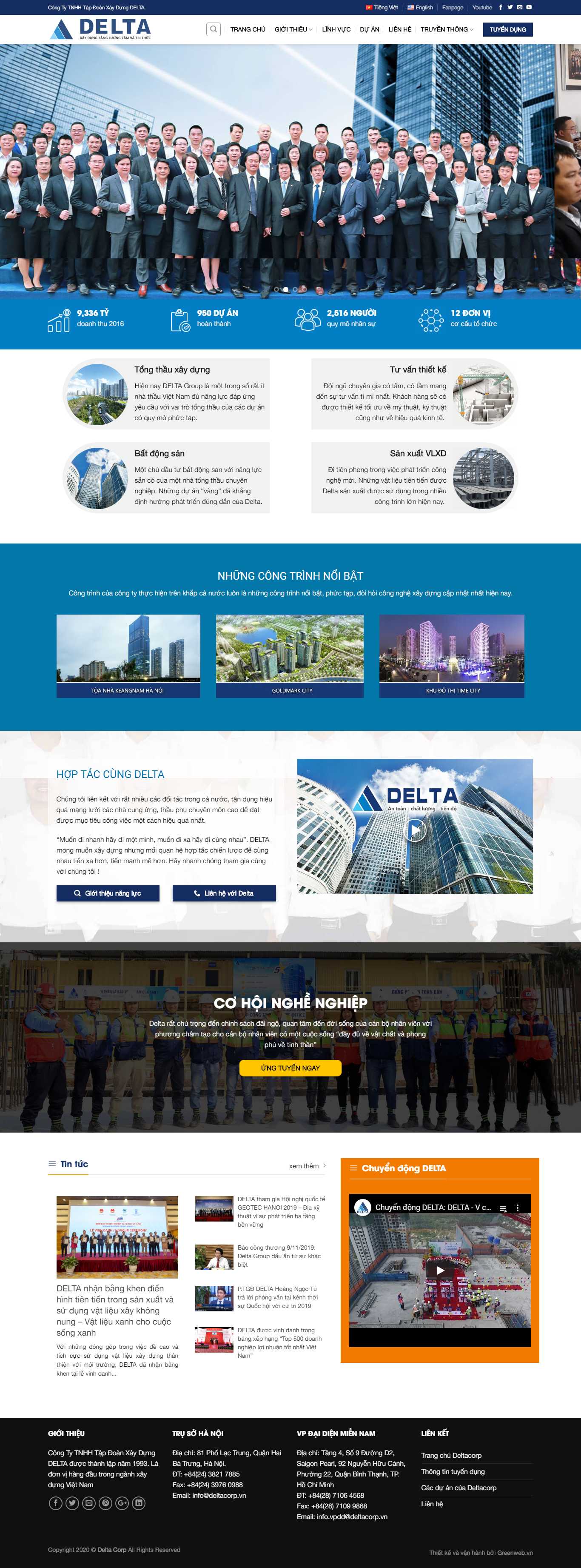 Thiết kế web xây dựng - www.deltacorp.vn