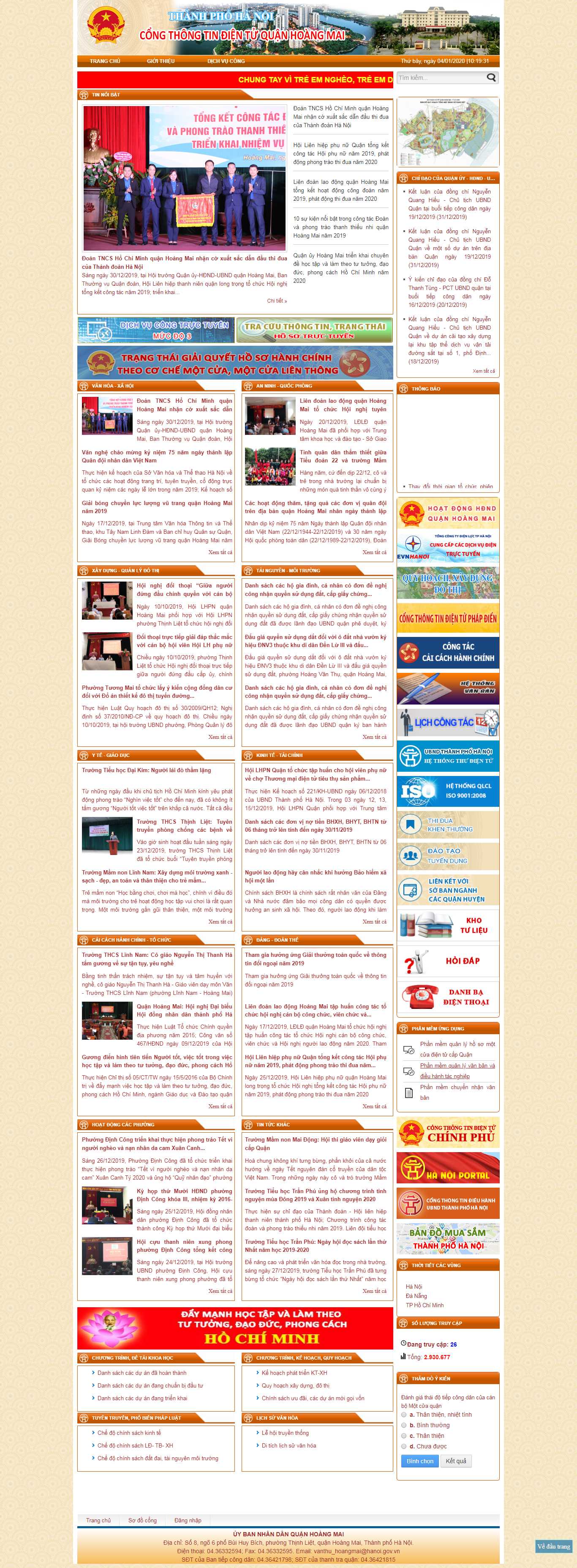 Thiết kế web nhà nước - hoangmai.hanoi.gov.vn