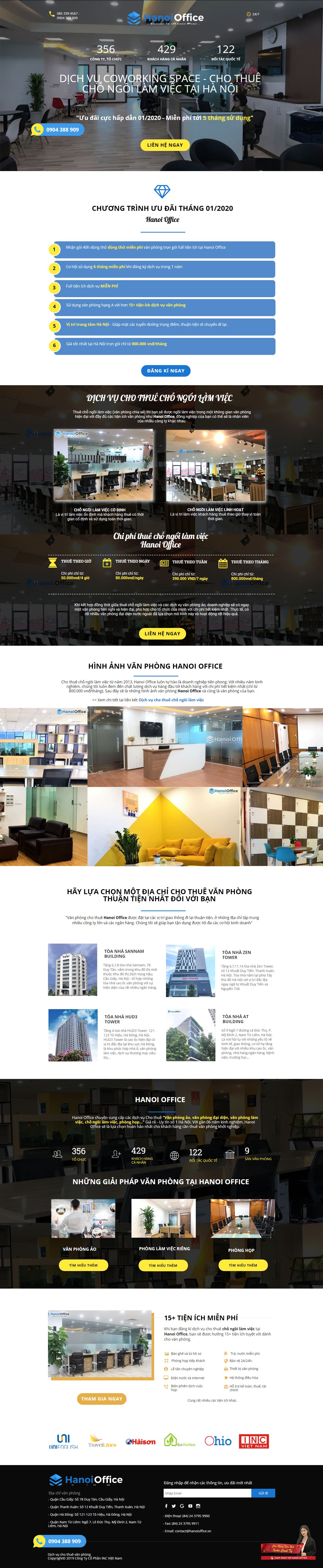 Thiết kế Web văn phòng chia sẻ - chongoilamviec.hanoioffice.vn