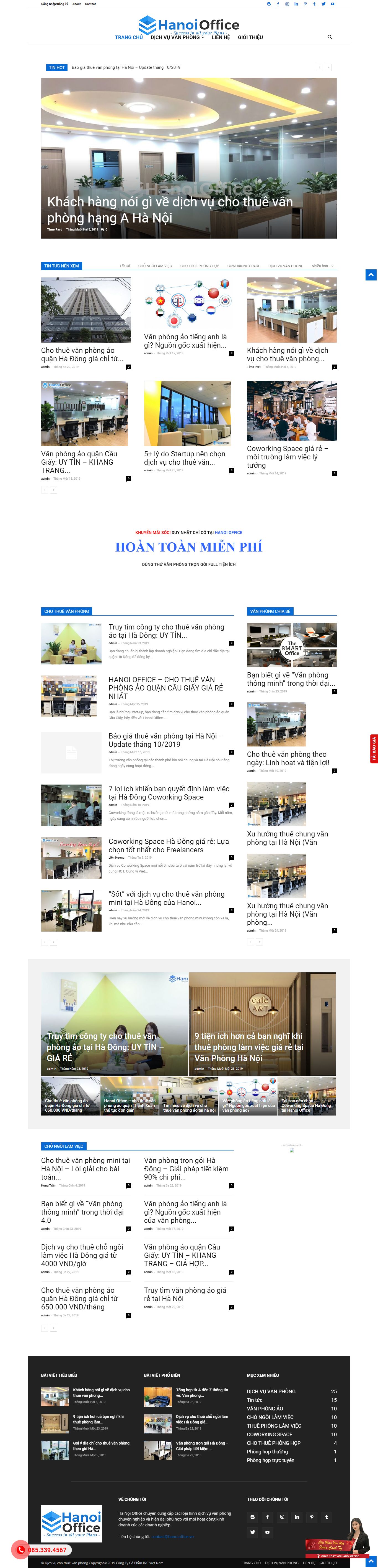 Thiết kế Web văn phòng chia sẻ - vanphonghanoi.com.vn